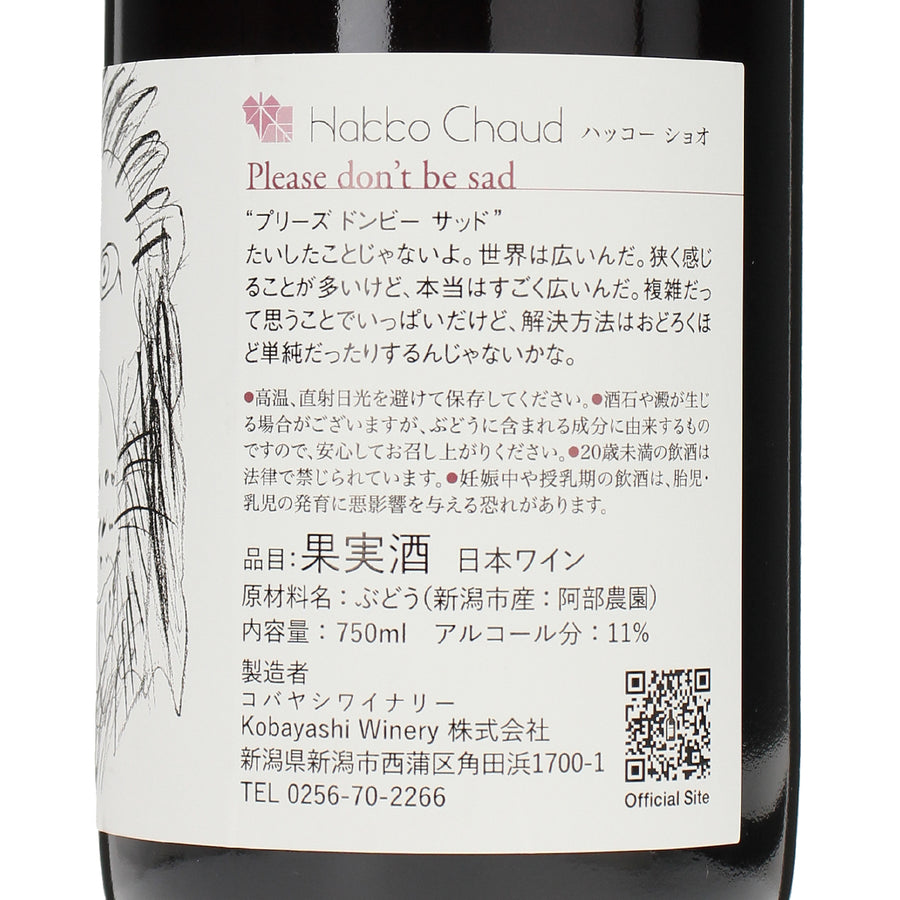 日本ワイン_Please don't be sad. 2024_ハッコーショオ_新潟県産赤ワイン_ミディアムボディ_750ml