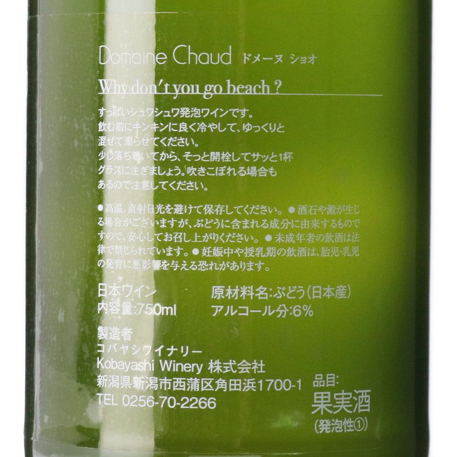 日本ワイン_Why don't you go beach ? 2023_ドメーヌ・ショオ_北海道産スパークリングワイン_辛口_750ml
