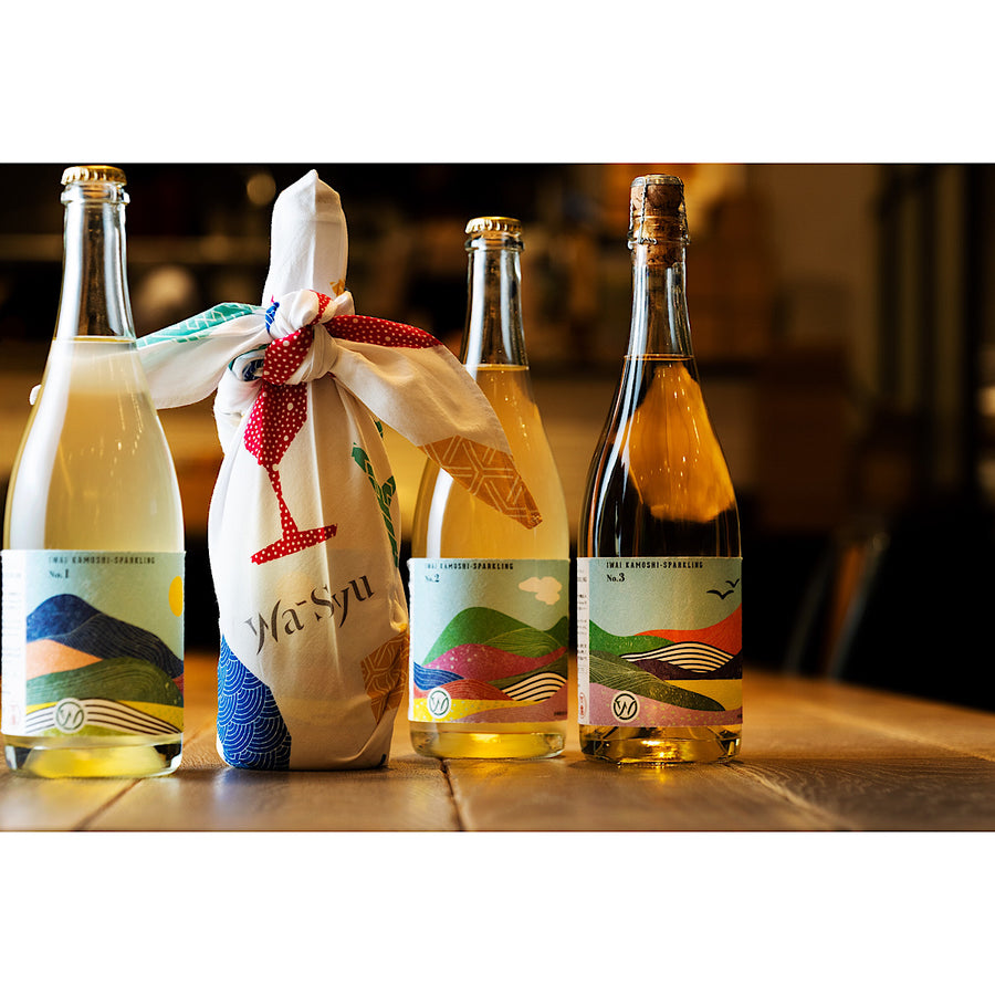 日本ワイン_【岩崎醸造×wa-syu】IWAI KAMOSHI -SPARKLING No.3_岩崎醸造_山梨県産スパークリングワイン_山梨県産白ワイン_辛口_750ml