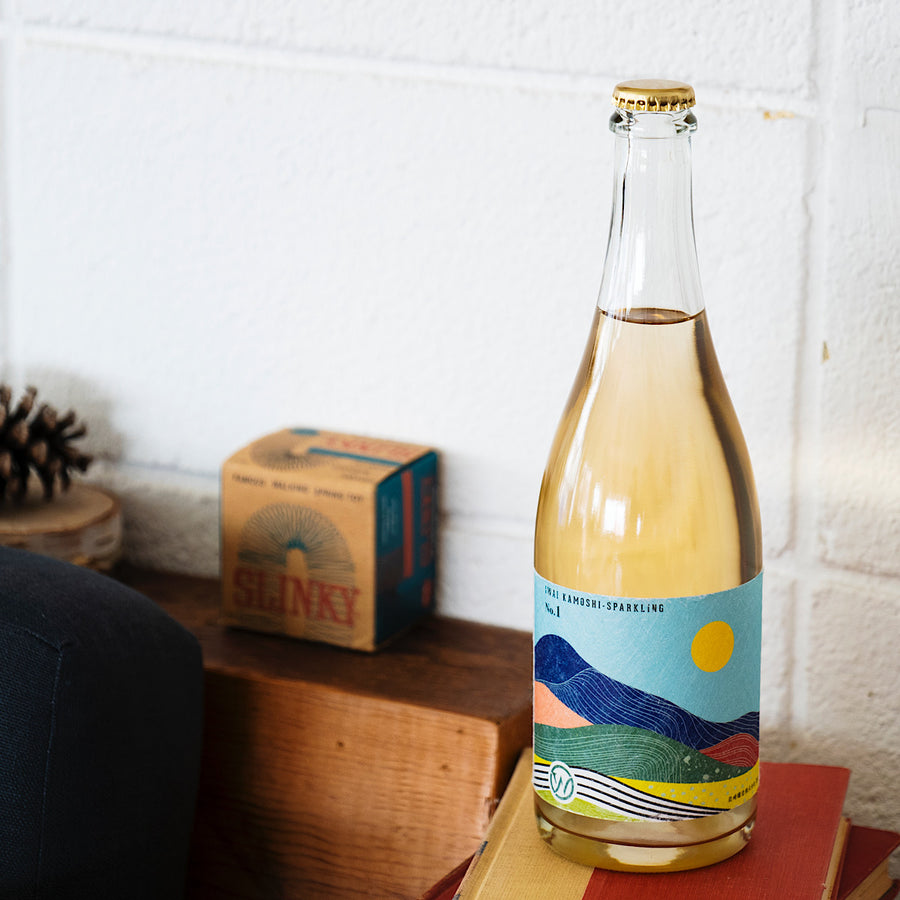 日本ワイン_【岩崎醸造×wa-syu】IWAI KAMOSHI -SPARKLING No.1_岩崎醸造_山梨県産スパークリングワイン_山梨県産白ワイン_辛口_750ml